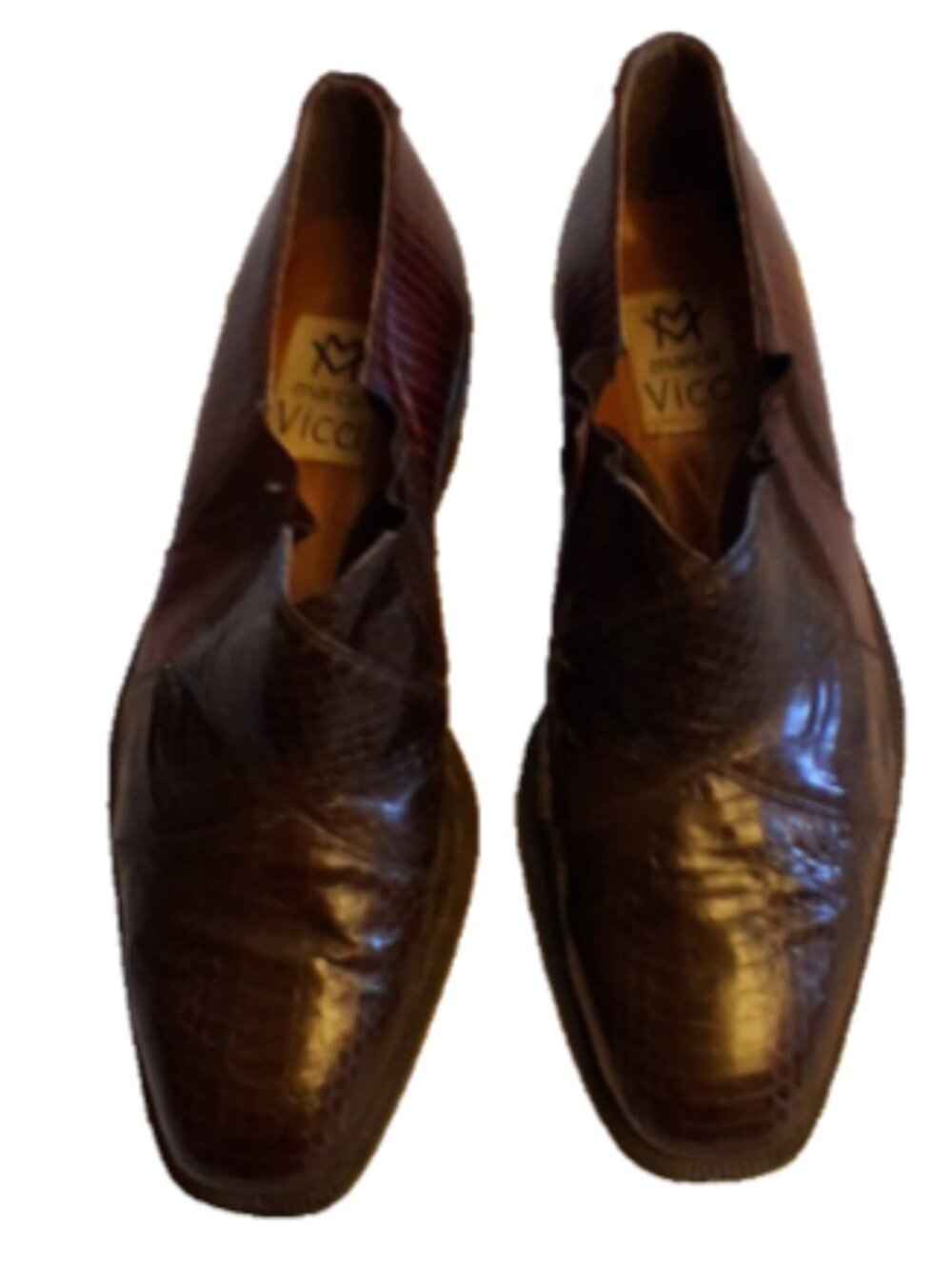 VTG Marco Vicci Nelson Men's 9.5D Brown Leather Snake Skin Dress Shoes Loafers